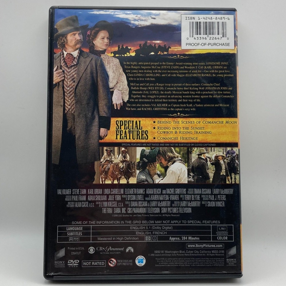Comanche Moon DVD Lonesome Dove Saga Starring Val Kilmer Steve Zahn Excellent - Picture 2 of 2